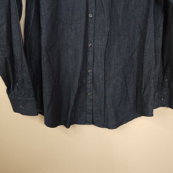 Banana Republic Dar Wash Denim Ruffle Dillon Button Down Shirt Size XL - Picture 3 of 9